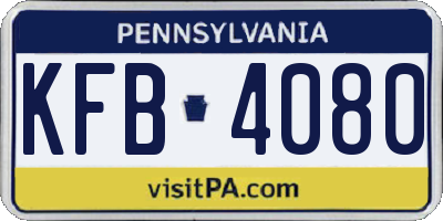 PA license plate KFB4080