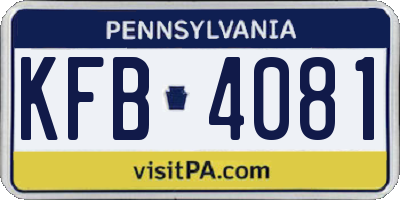 PA license plate KFB4081