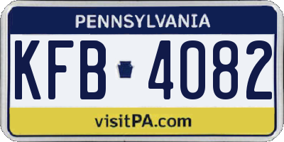 PA license plate KFB4082