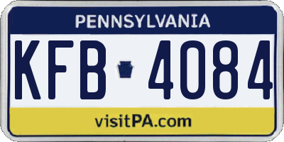 PA license plate KFB4084