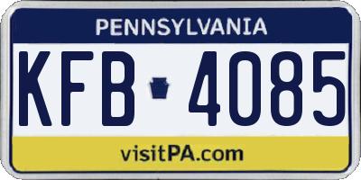 PA license plate KFB4085
