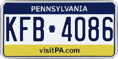 PA license plate KFB4086