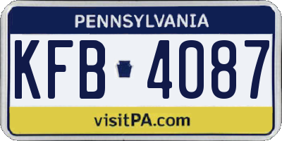 PA license plate KFB4087