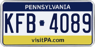 PA license plate KFB4089