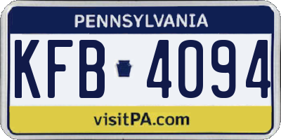 PA license plate KFB4094