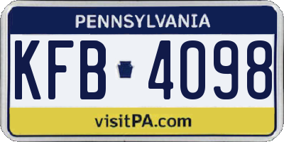 PA license plate KFB4098