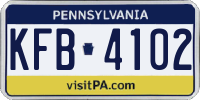 PA license plate KFB4102