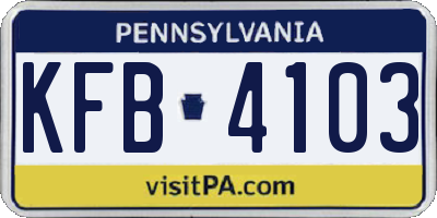 PA license plate KFB4103