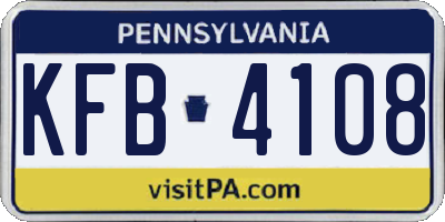 PA license plate KFB4108