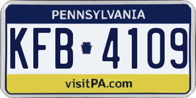 PA license plate KFB4109