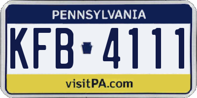 PA license plate KFB4111