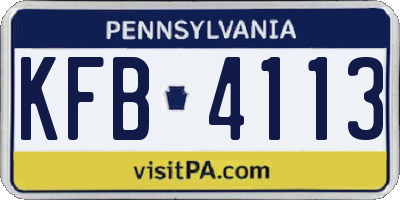 PA license plate KFB4113