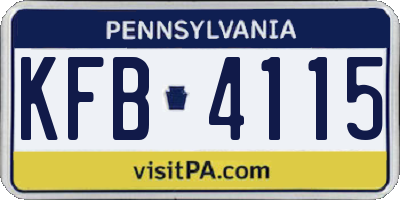 PA license plate KFB4115