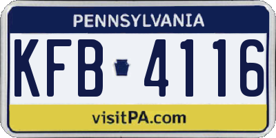 PA license plate KFB4116
