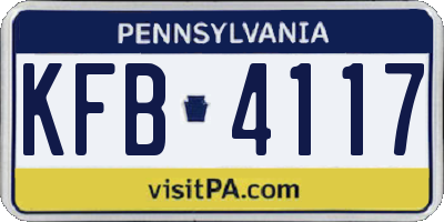 PA license plate KFB4117