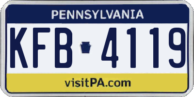 PA license plate KFB4119