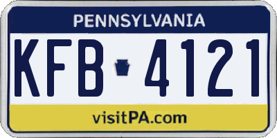 PA license plate KFB4121