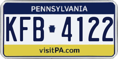 PA license plate KFB4122