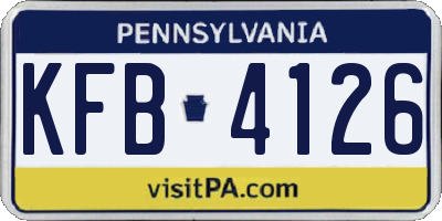 PA license plate KFB4126