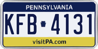 PA license plate KFB4131