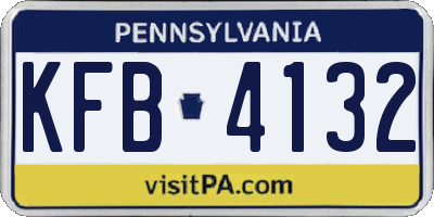 PA license plate KFB4132