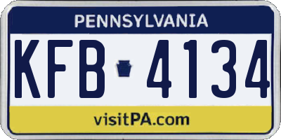 PA license plate KFB4134