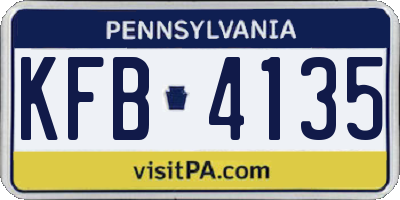 PA license plate KFB4135