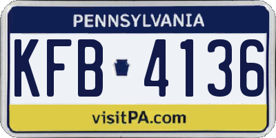 PA license plate KFB4136