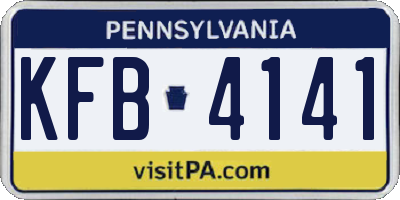 PA license plate KFB4141