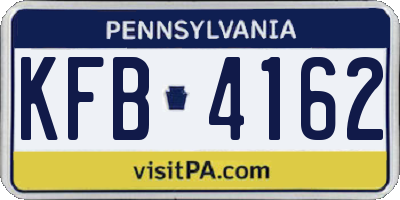 PA license plate KFB4162