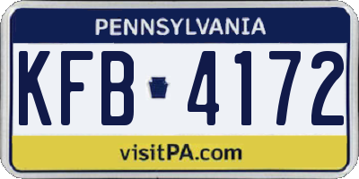 PA license plate KFB4172