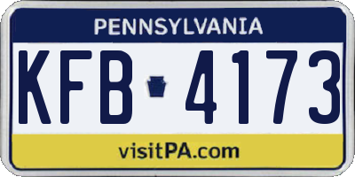 PA license plate KFB4173