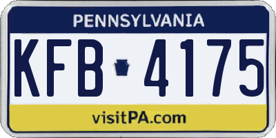 PA license plate KFB4175