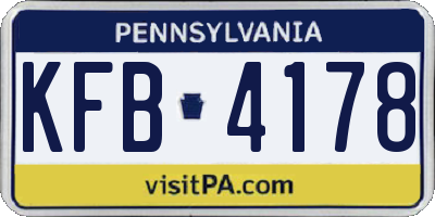 PA license plate KFB4178