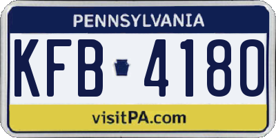 PA license plate KFB4180
