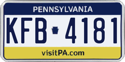 PA license plate KFB4181