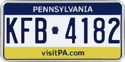 PA license plate KFB4182