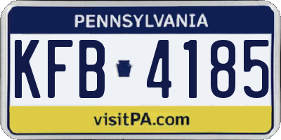 PA license plate KFB4185