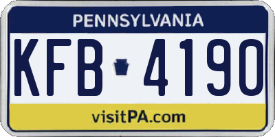 PA license plate KFB4190