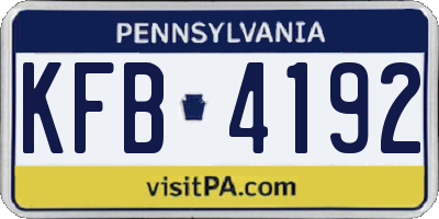 PA license plate KFB4192
