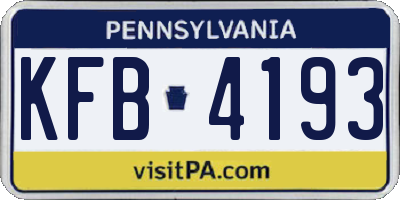 PA license plate KFB4193