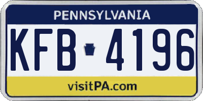 PA license plate KFB4196