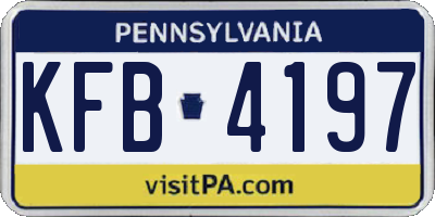 PA license plate KFB4197