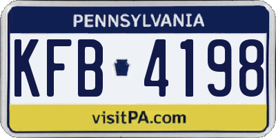 PA license plate KFB4198