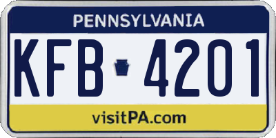 PA license plate KFB4201