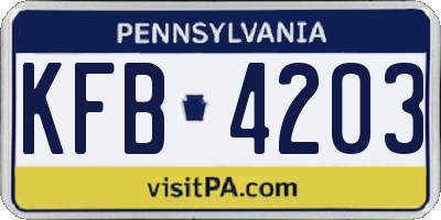 PA license plate KFB4203