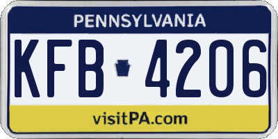 PA license plate KFB4206