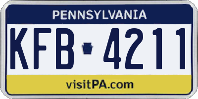 PA license plate KFB4211