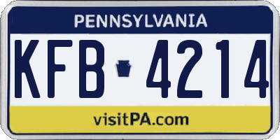 PA license plate KFB4214