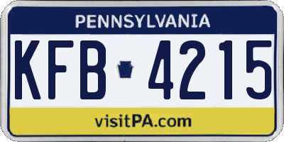 PA license plate KFB4215